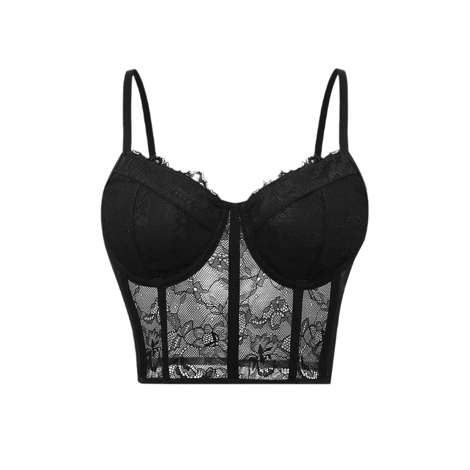 Sheer Mesh Bra - Reggiseno semi trasparente nero sexy Maglia