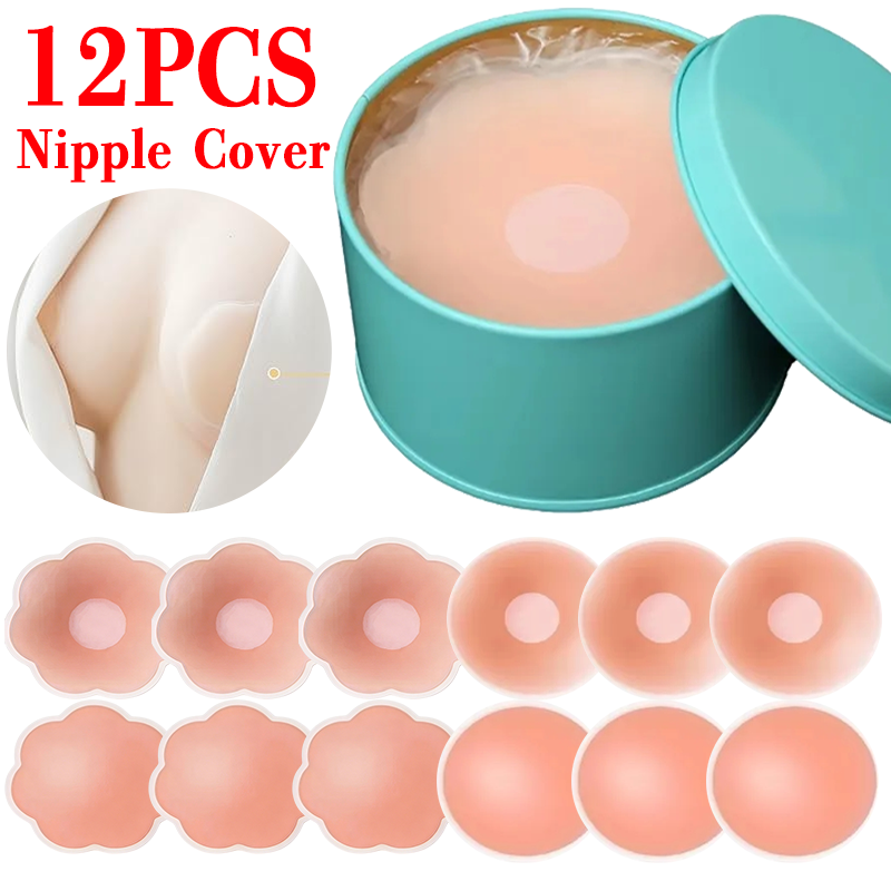 Strapless Bra Adhesive - 6/12 Pezzi Copricapezzoli Adesivi Invisibili Riutilizzabili,