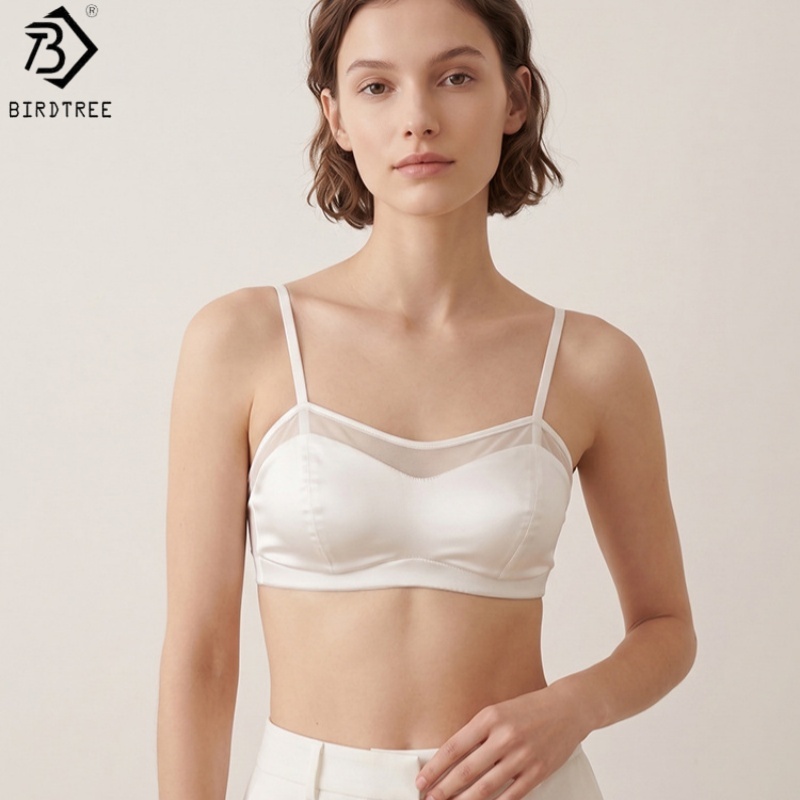 Sheer Mesh Bra - Birdtree, Reggiseno 19MM 93% Seta Vera